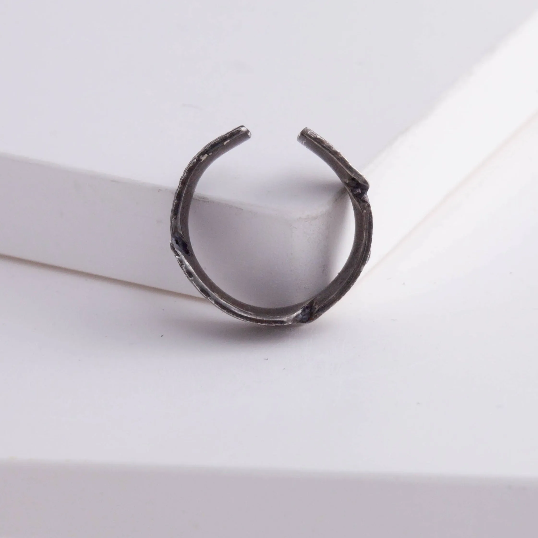 Oxidized silver infinity feather ear cuff (medium)