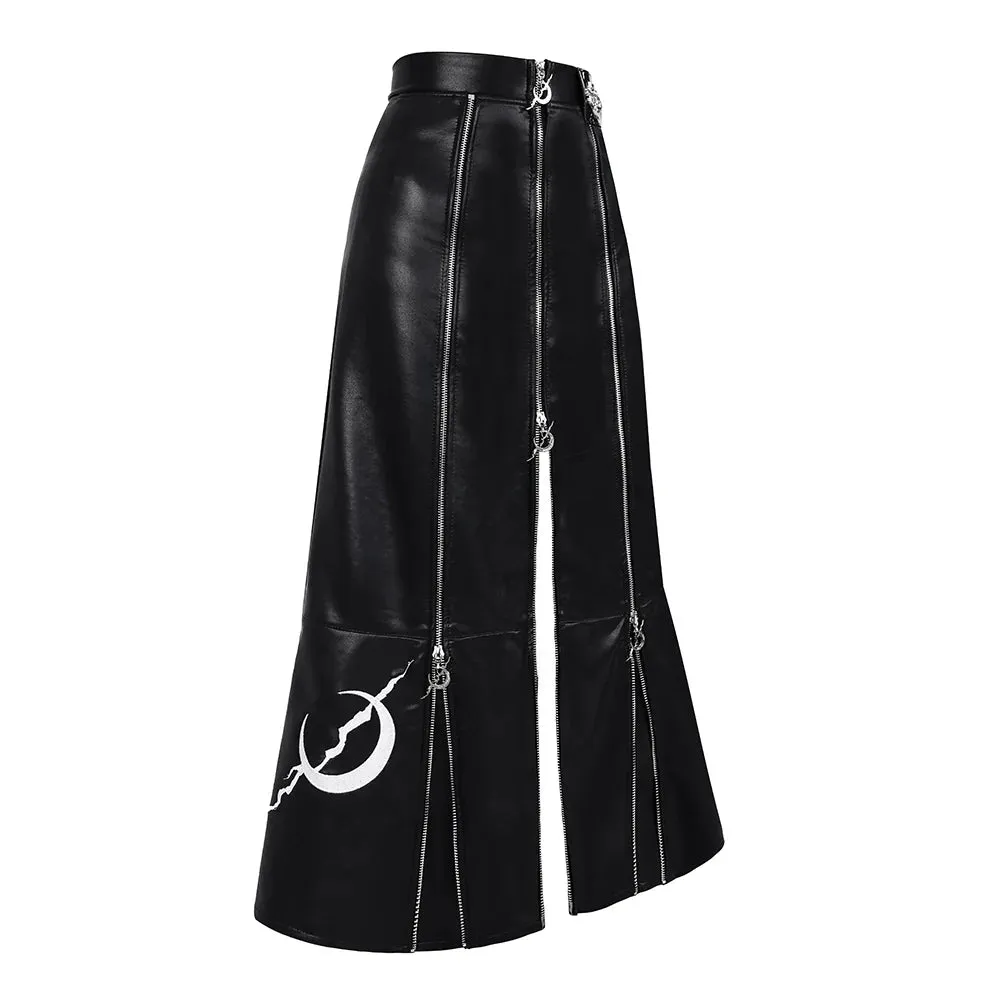 PINKSPINK Gothic Moon Zipper Skirt - Midnight Black