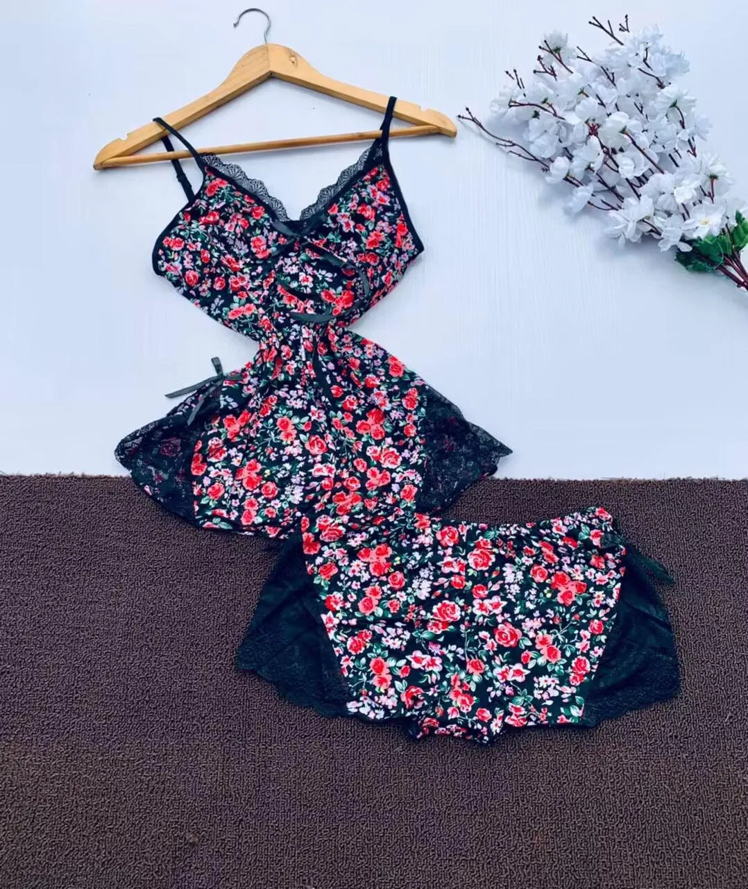 Printed Sexy Slip Nightdress Suit