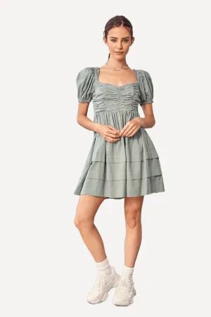 Puff Sleeve Ruched Dress