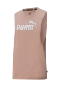 PUMA ESSENTIALS LOGO CUT OFF TANK - WOMEN - PINK