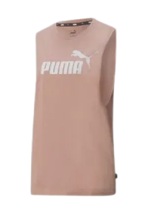 PUMA ESSENTIALS LOGO CUT OFF TANK - WOMEN - PINK