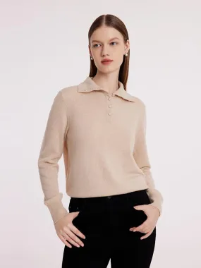 Pure Cashmere Polo Neck Women Sweater