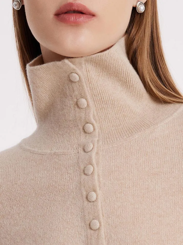 Pure Cashmere Polo Neck Women Sweater