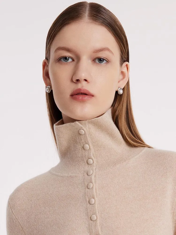 Pure Cashmere Polo Neck Women Sweater