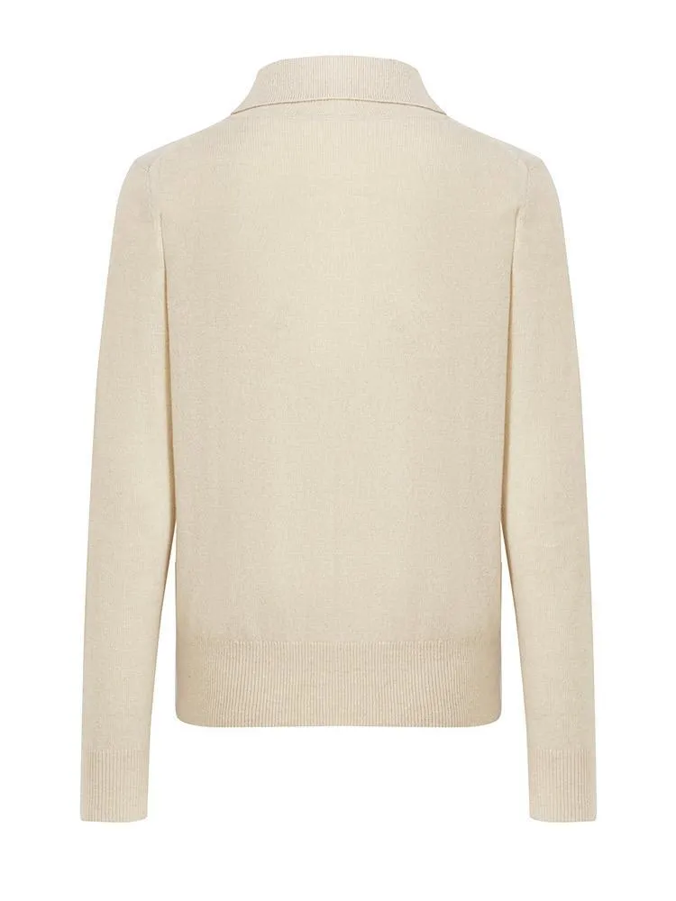 Pure Cashmere Polo Neck Women Sweater