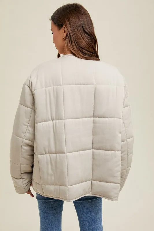 Quilted Oversized Jacket - Stone