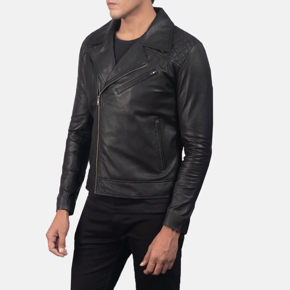 Raiden Black Leather Biker Jacket