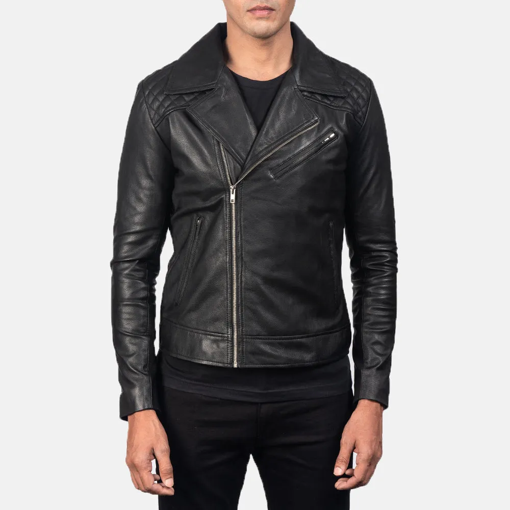 Raiden Black Leather Biker Jacket