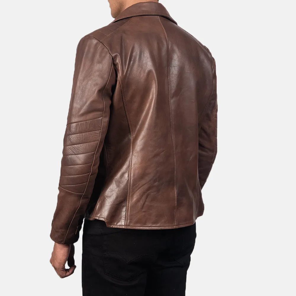 Raiden Brown Leather Biker Jacket