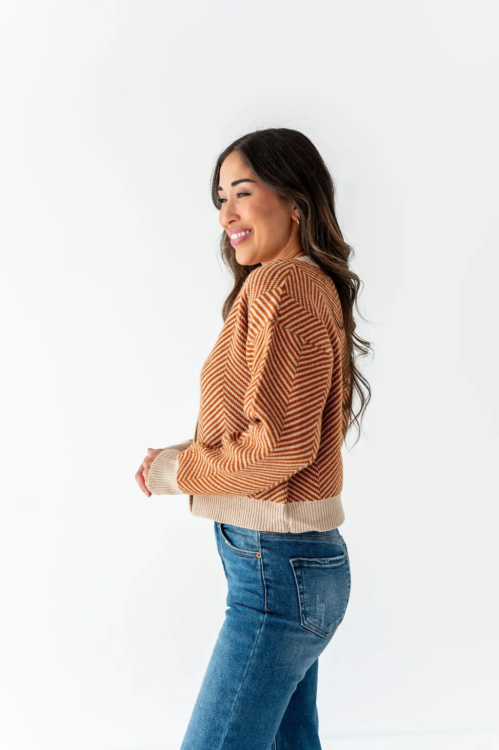 Ravi Cropped Cardigan in Rust