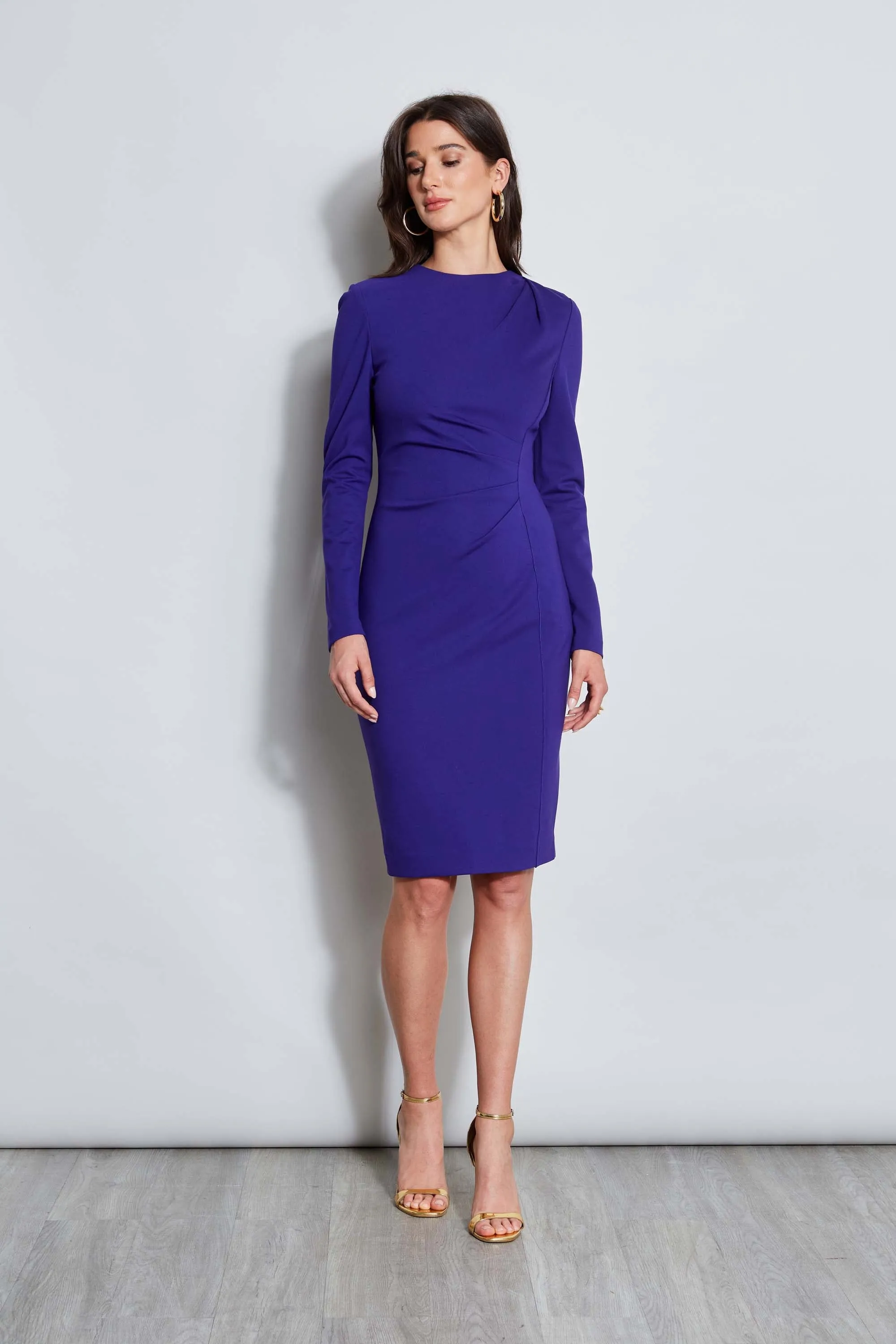 Ruched Long Sleeve Knit Dress