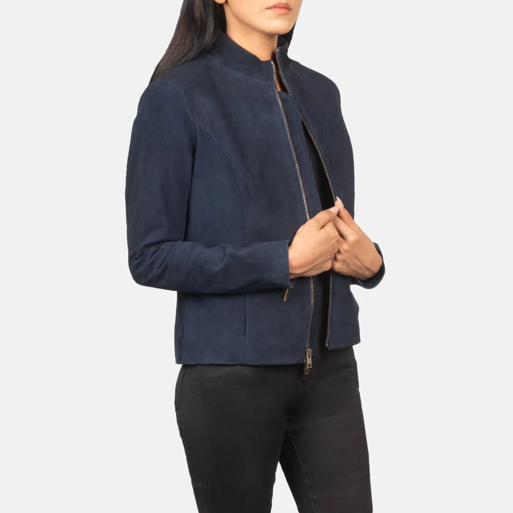 Rumella Blue Suede Biker Jacket