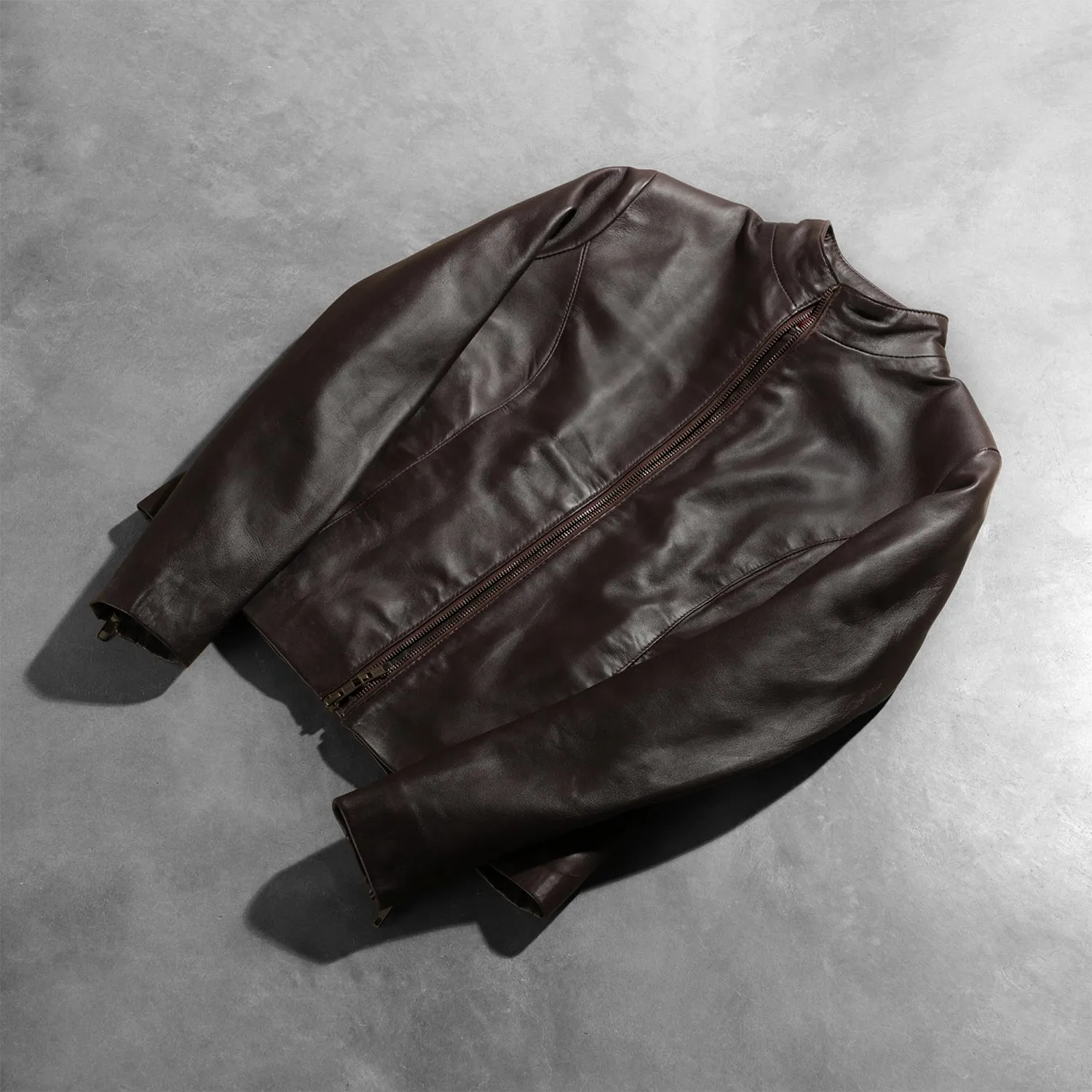 Rumella Maroon Leather Biker Jacket