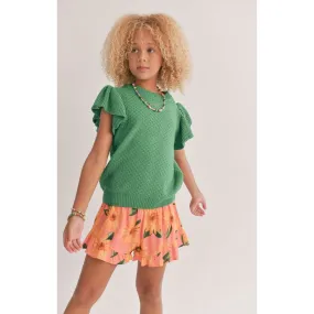 Sadie & Sage Tween Wear Happy Ruffle Sleeve Sweater