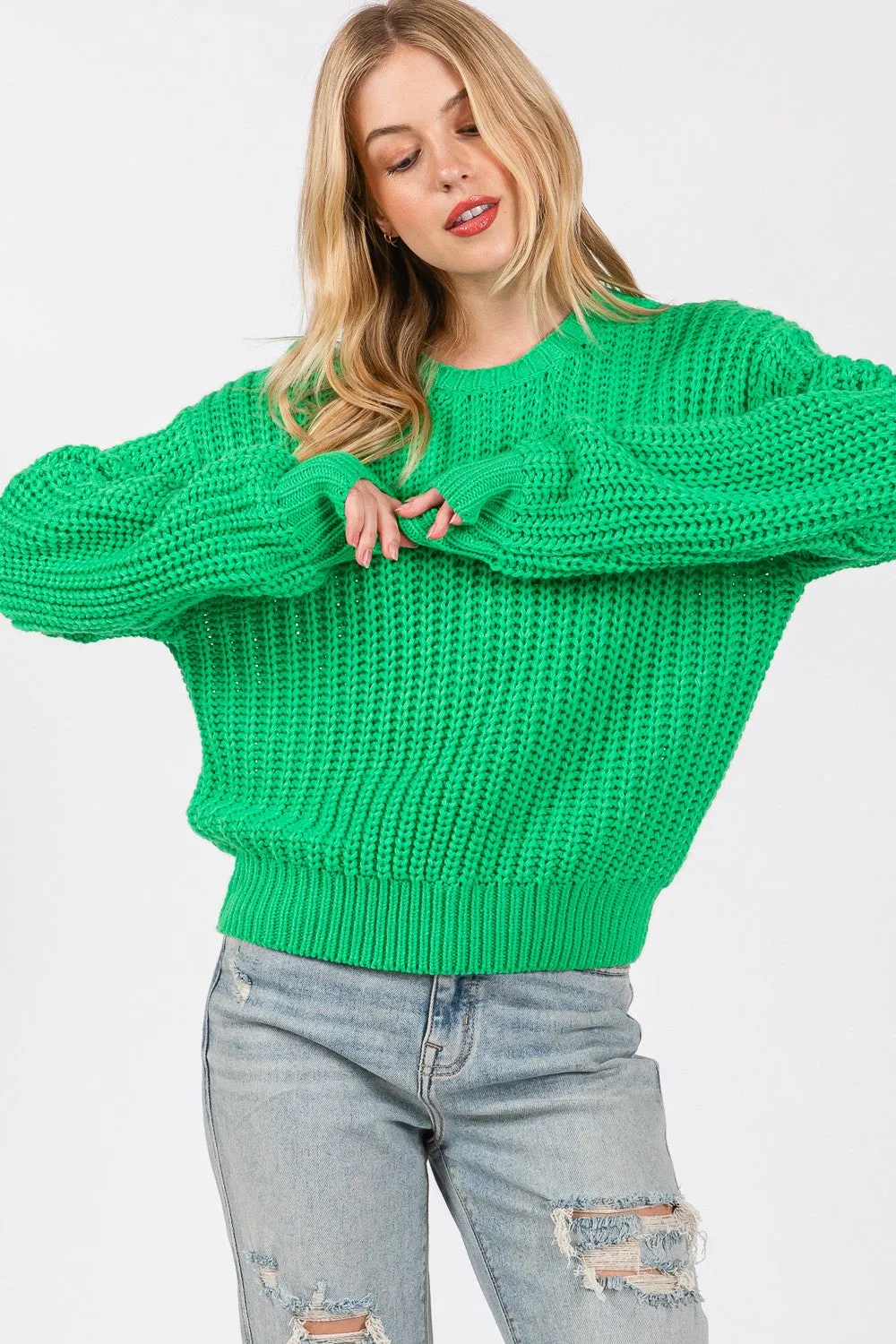 SAGE   FIG Round Neck Drop Shoulder Sweater