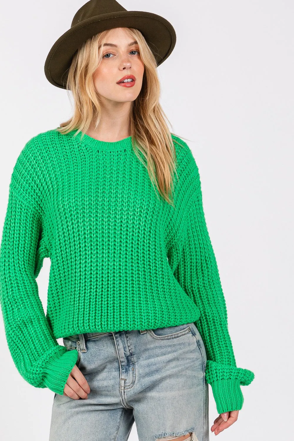 SAGE   FIG Round Neck Drop Shoulder Sweater