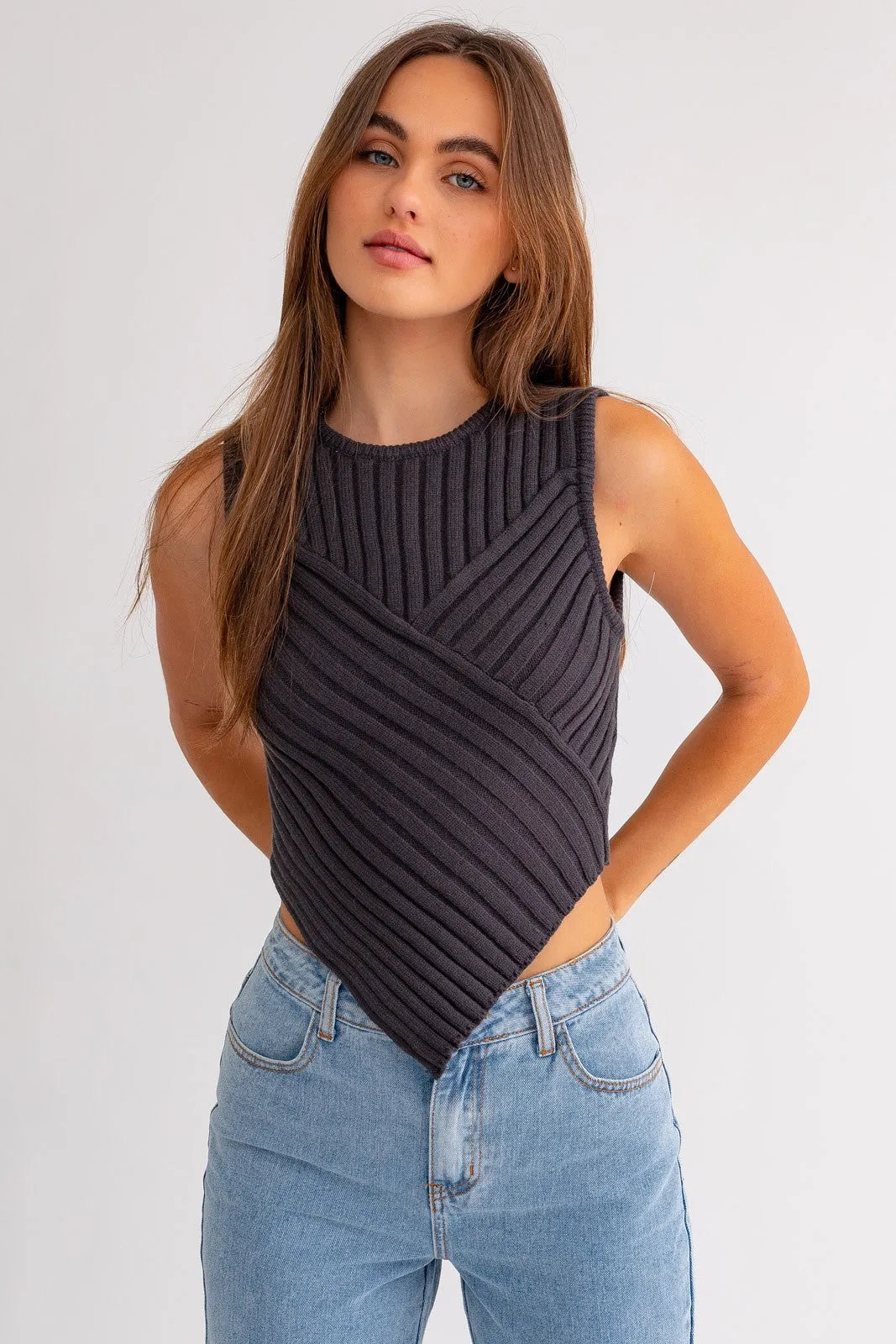 Sail Away Scarf Hem Sweater Top