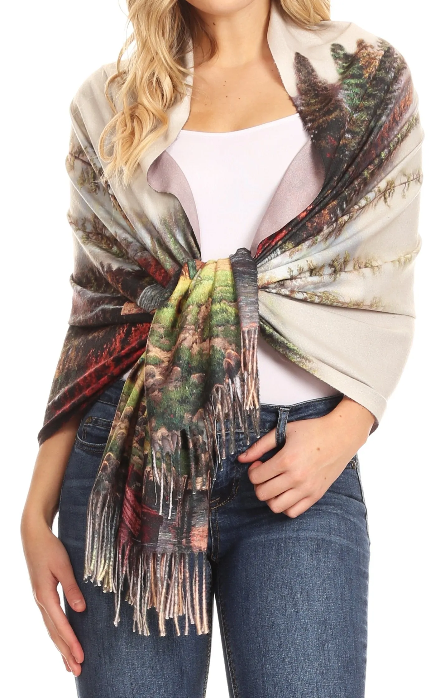 Sakkas Oria Women's Soft Lightweight Colorful Printed Shawl Scarf Wrap Stole