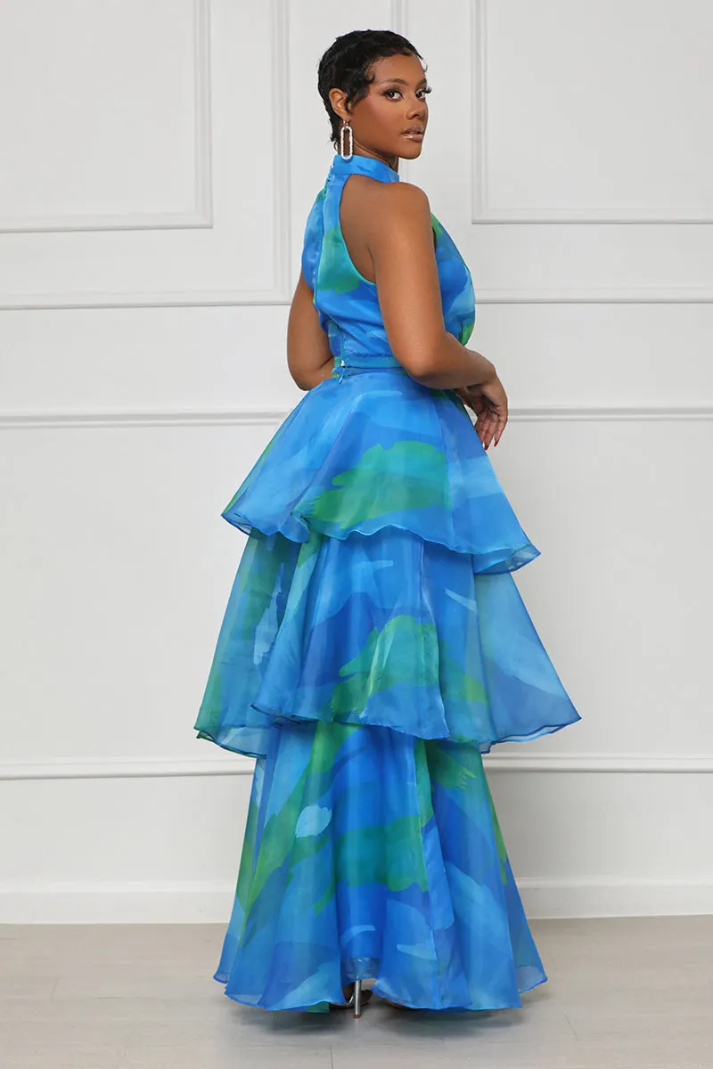 Santorini Summers Tulle Skirt Set (Blue Multi)