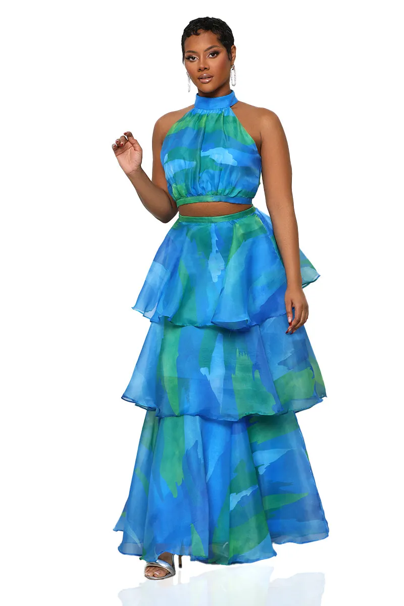 Santorini Summers Tulle Skirt Set (Blue Multi)