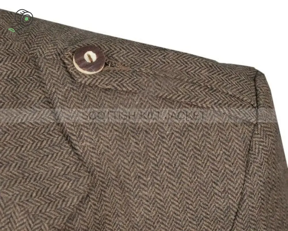 Scottish Tweed Brown Argyle Kilt Jacket With 5 Button Vest