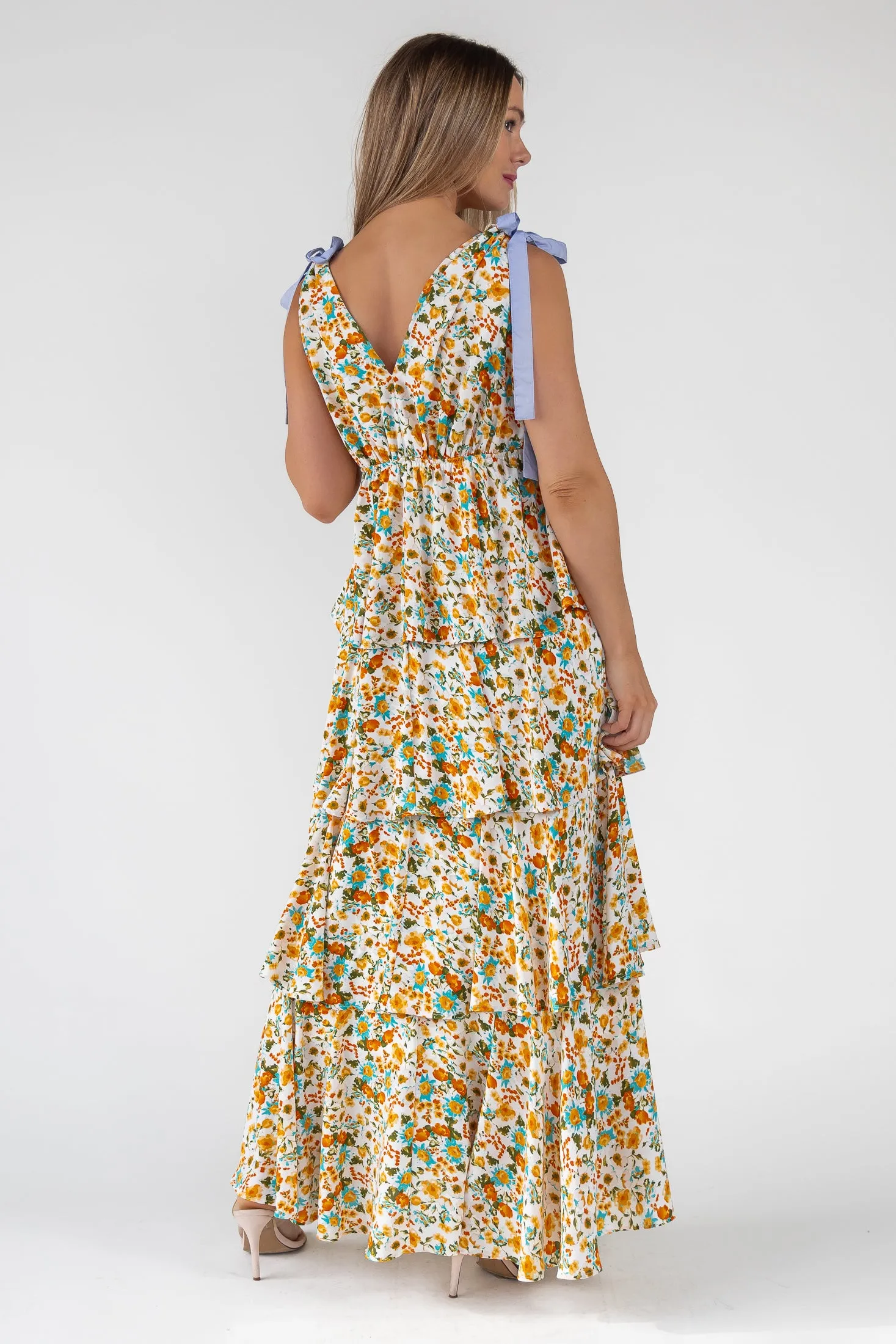 Shaina Yellow Floral Maxi Dress