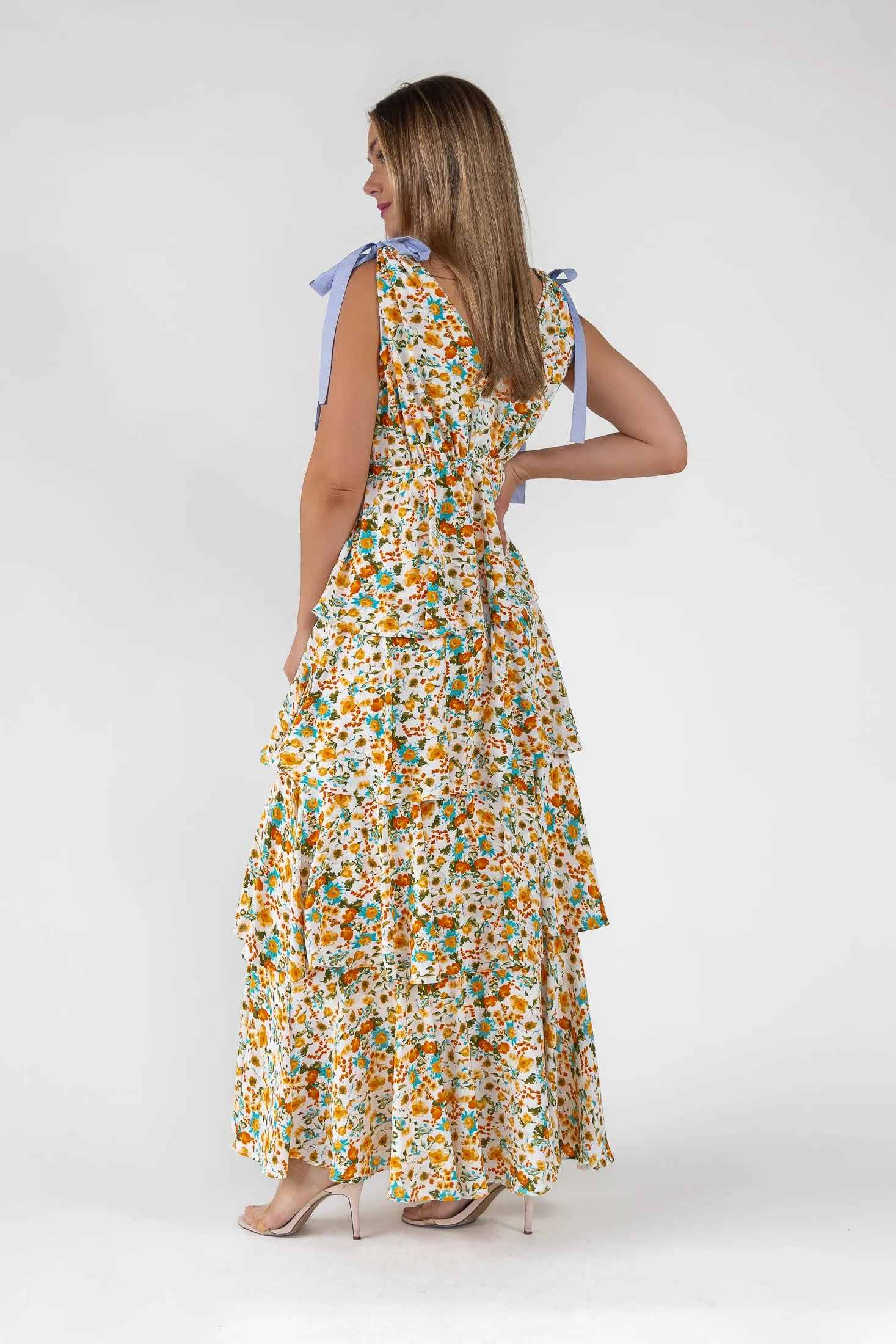 Shaina Yellow Floral Maxi Dress