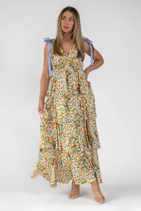 Shaina Yellow Floral Maxi Dress