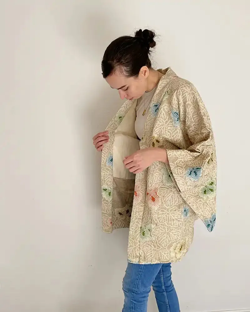 Shiny Grape Leaves Haori Kimono Jacket Haori Kimono Jacket