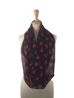 SIS-04 - Infinity Silk Scarf with Lips Print