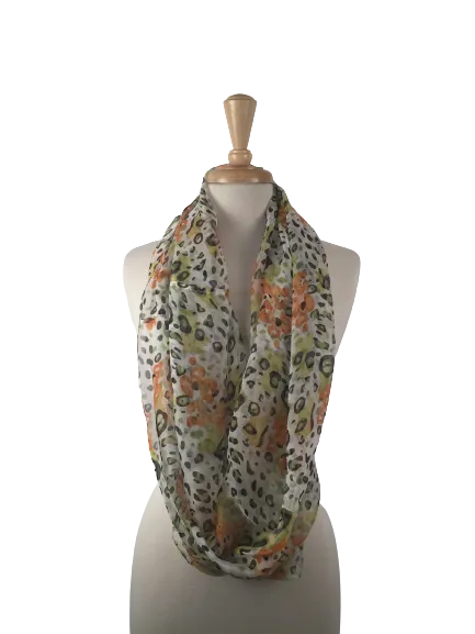 SIS-05 - Infinity Silk Scarf with Mixed Animal Print