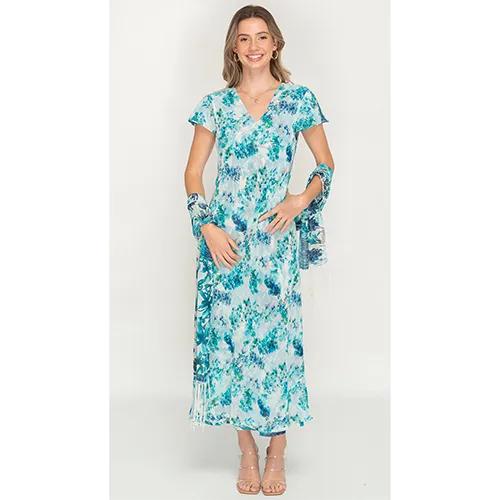 Sleeve Less Semi Long Floral Printed 2 in 1 Reversible Dress For Women