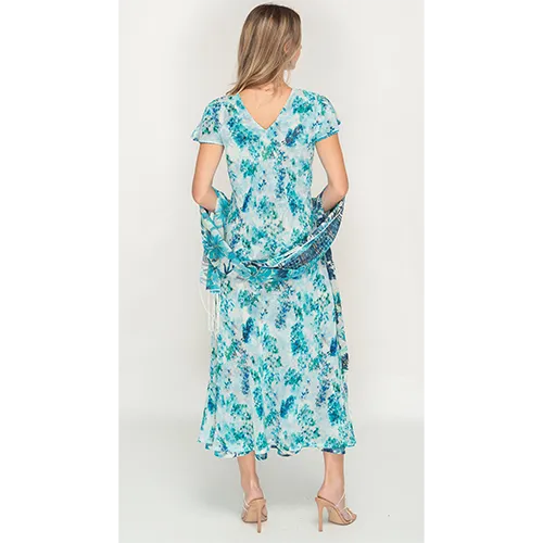 Sleeve Less Semi Long Floral Printed 2 in 1 Reversible Dress For Women