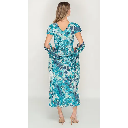 Sleeve Less Semi Long Floral Printed 2 in 1 Reversible Dress For Women