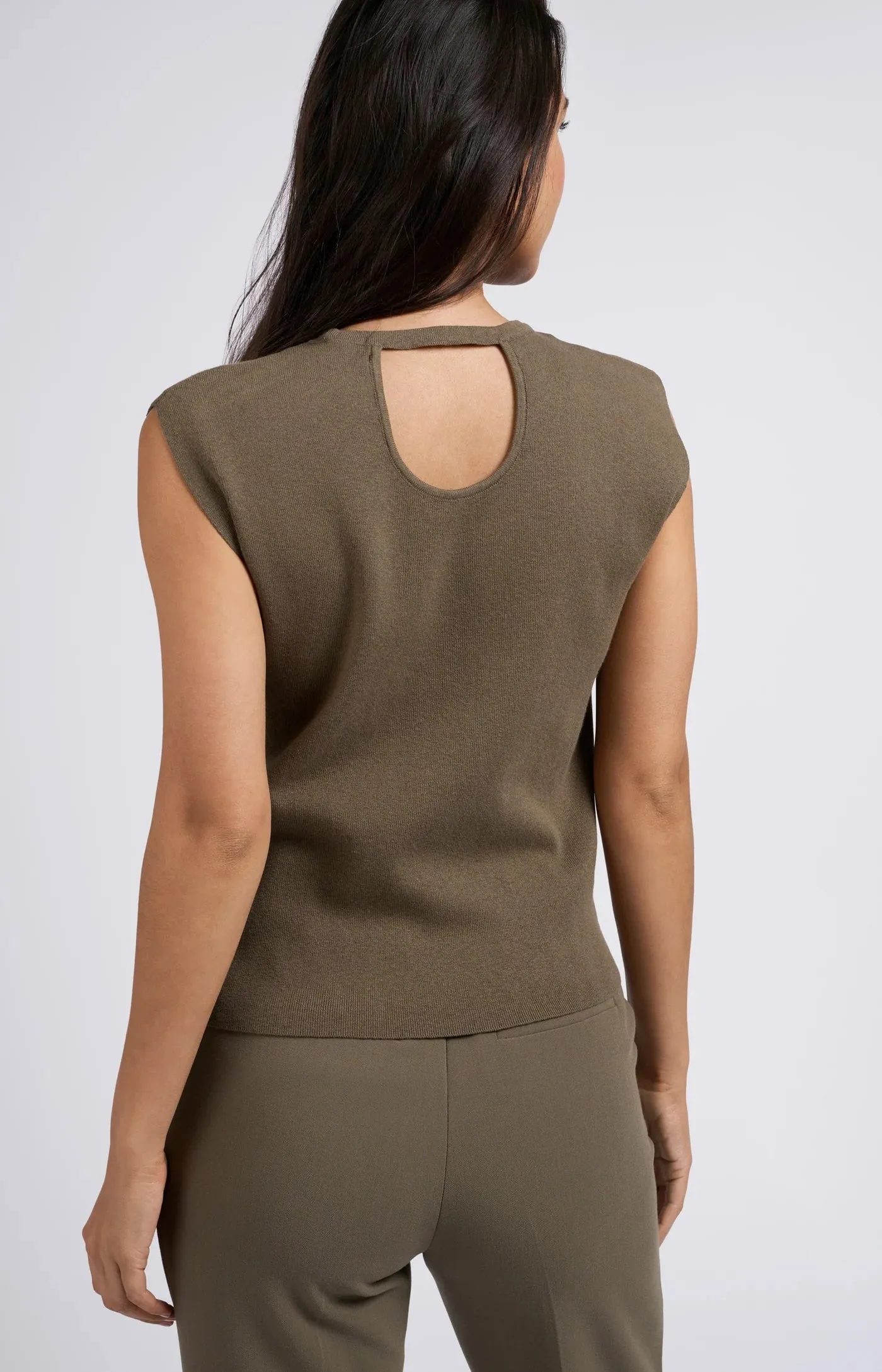 Sleeveless sweater in dark green