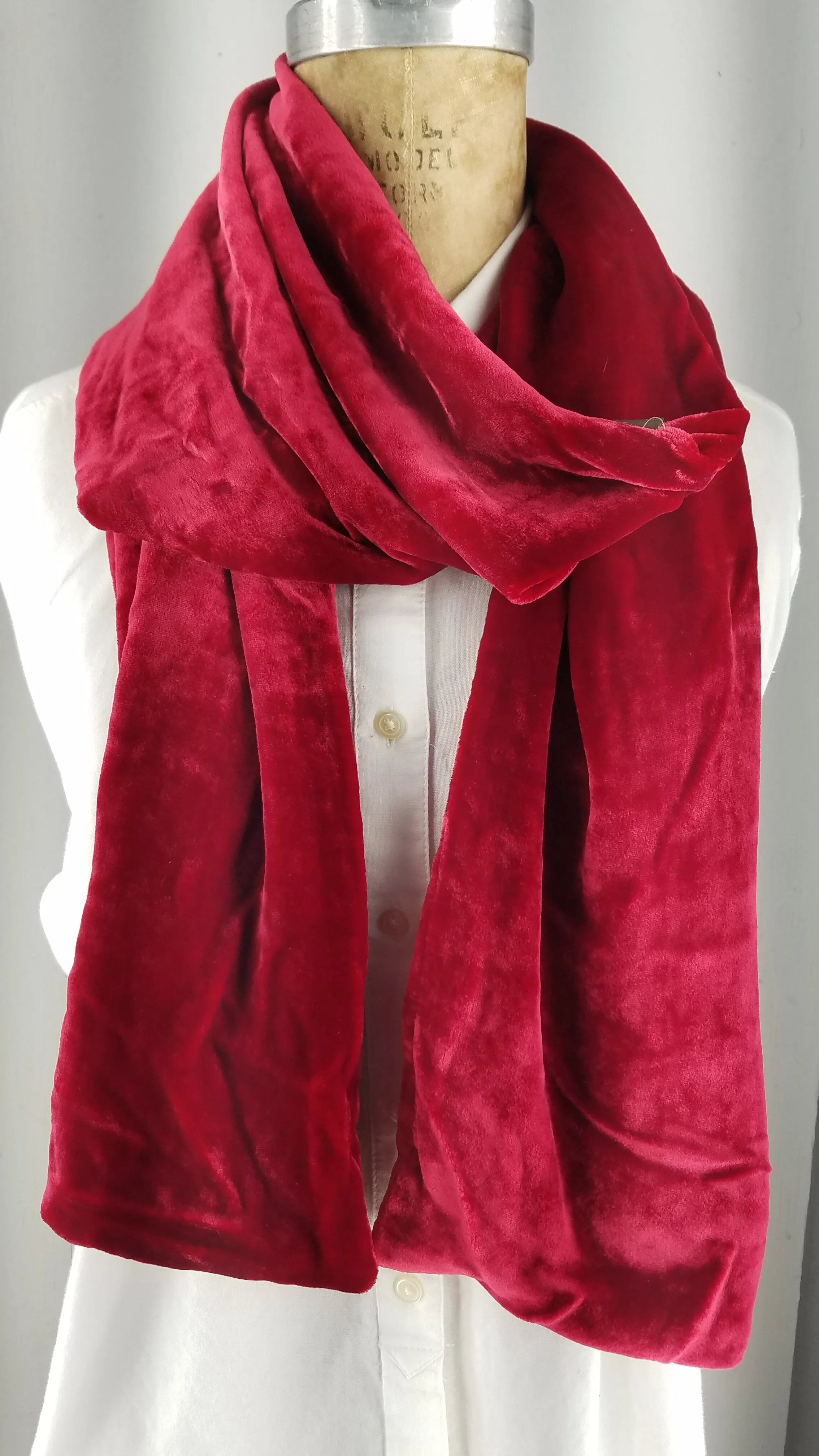 Solid Red Orange Silk Velvet Scarf