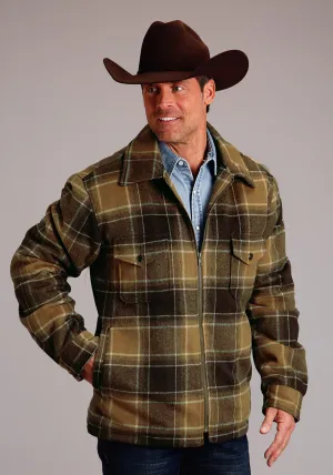 Stetson Mens Rugged Plaid Brown Poly/Wool Wool Jacket