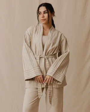 Striped Kimono Monochrome Beige