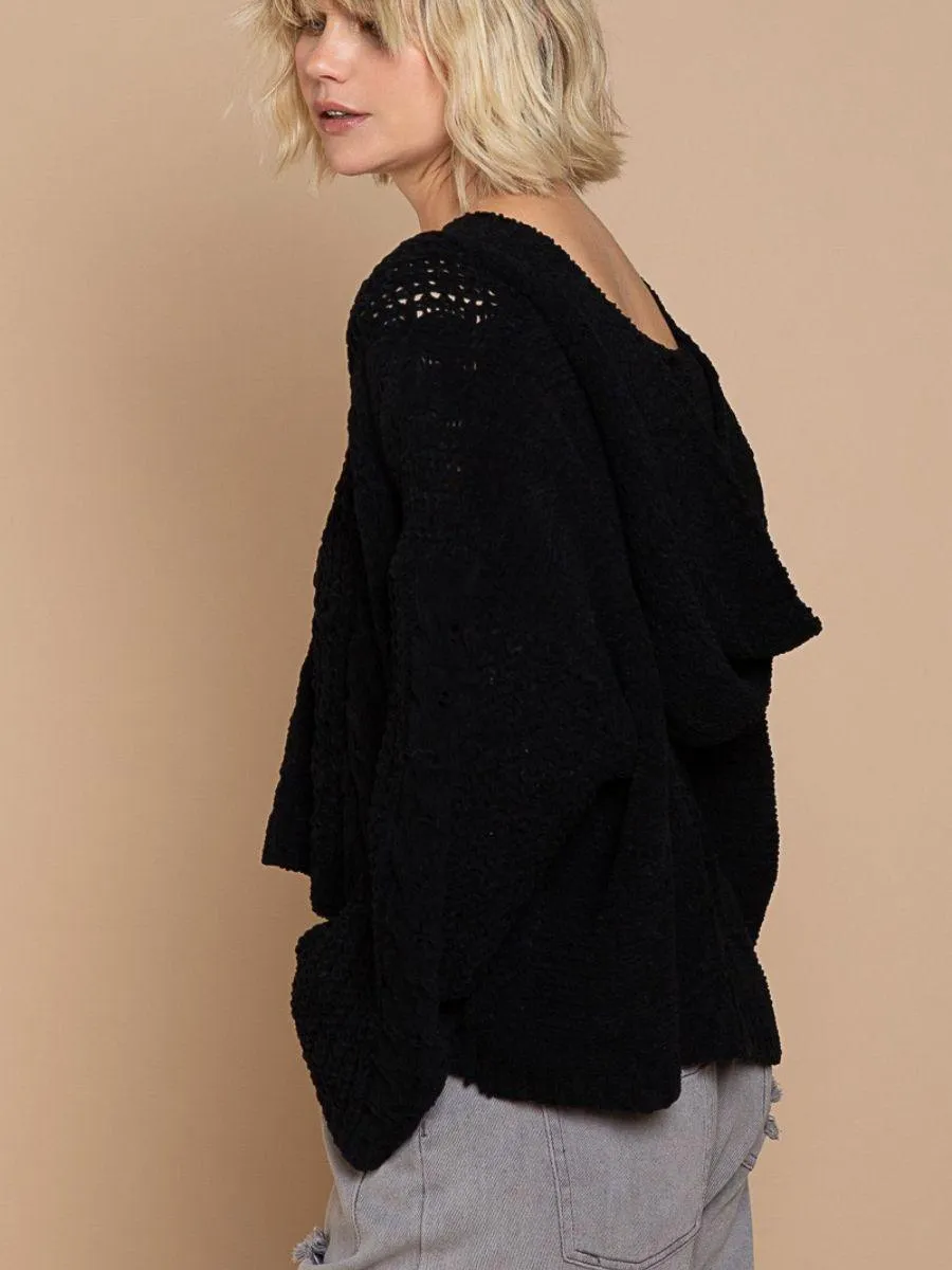 Sweet Beginnings Oversized Cropped Hooded Knit Sweater