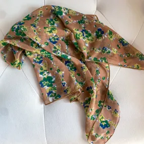 Tan   Sage Floral Scarf