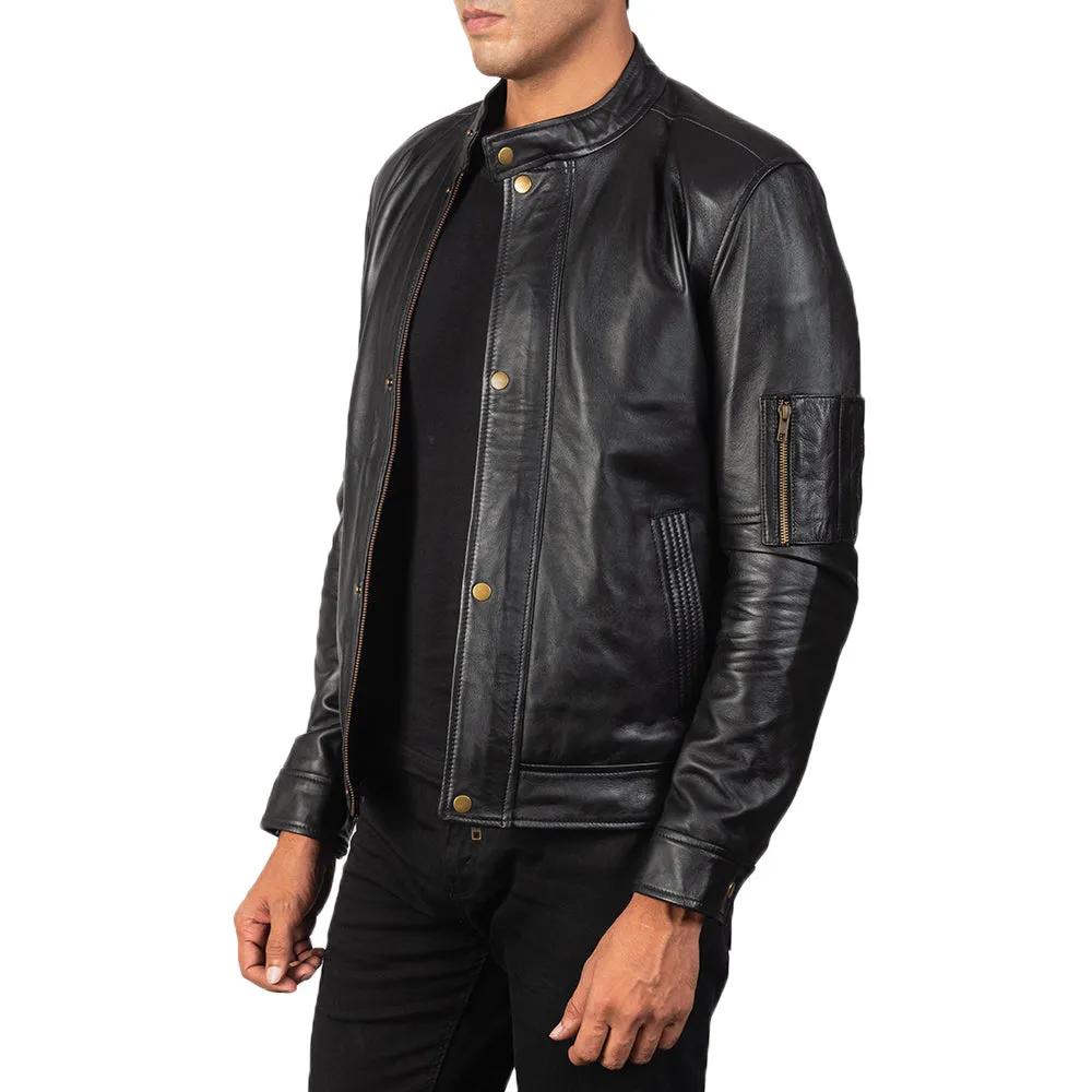 Tea House Black Leather Biker Jacket