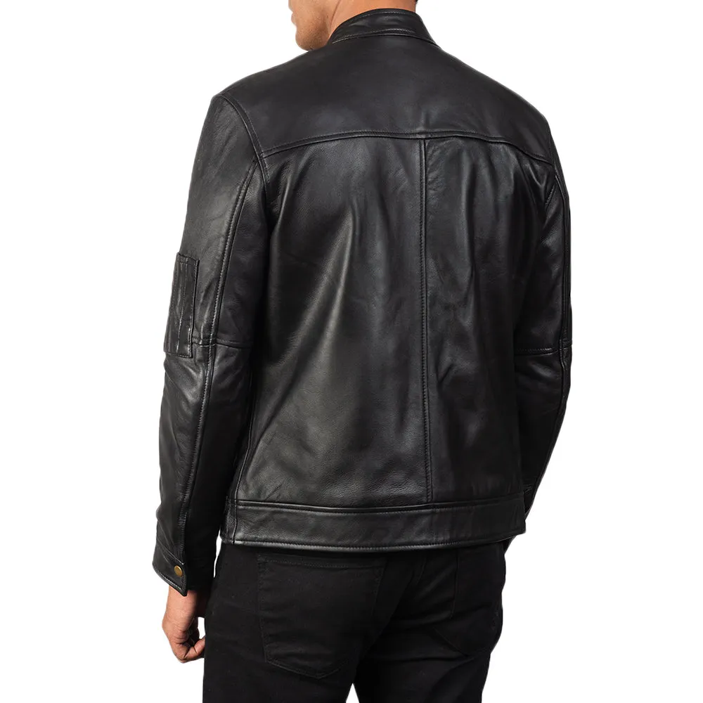 Tea House Black Leather Biker Jacket