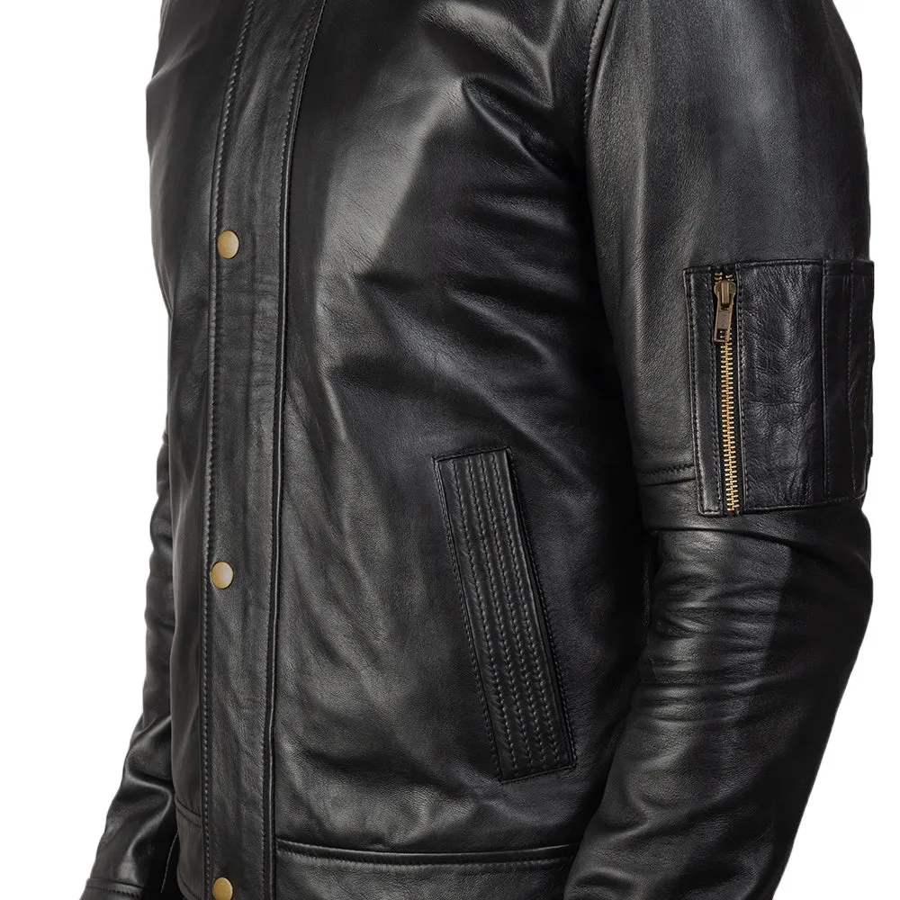 Tea House Black Leather Biker Jacket