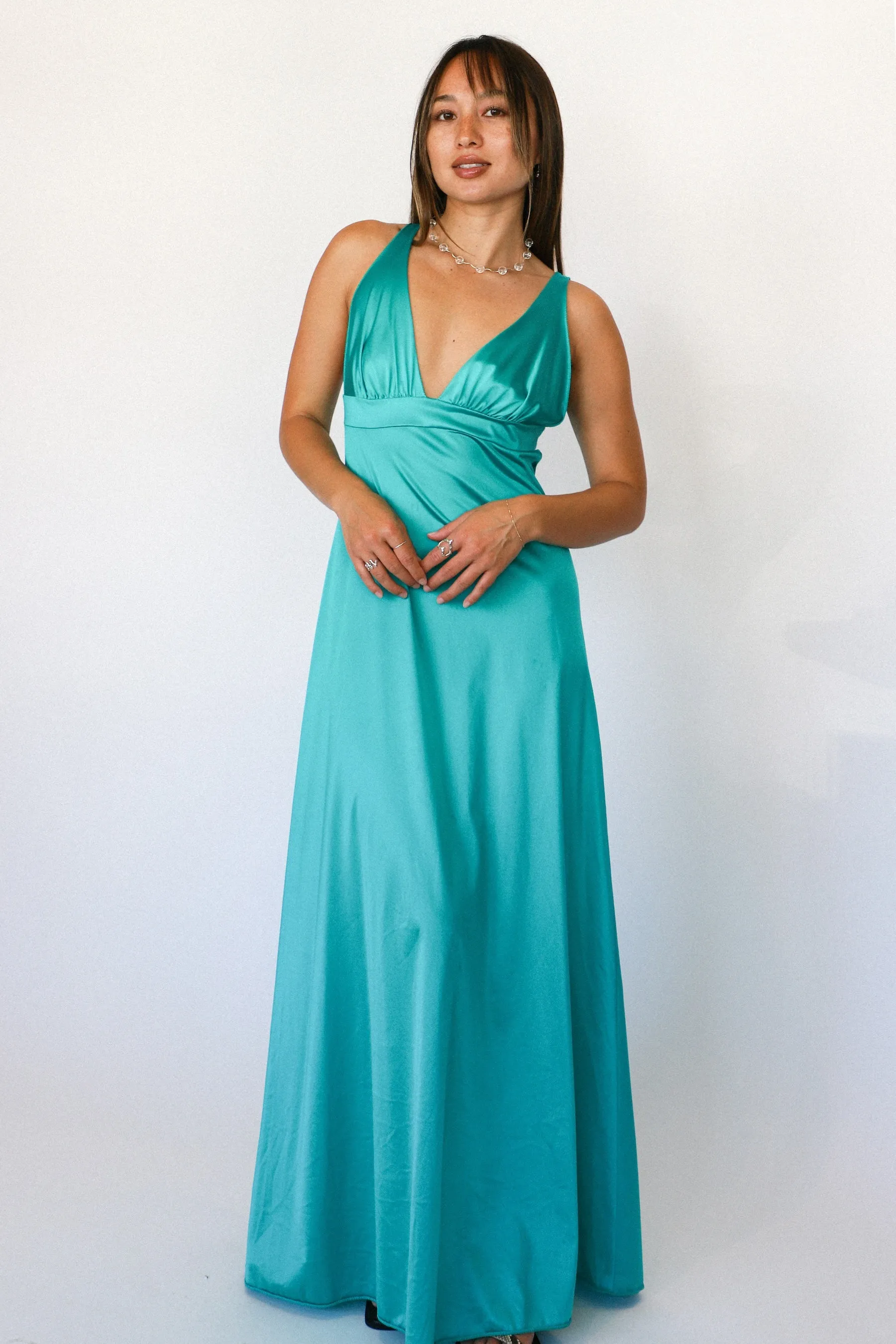 Teal Maxi Slip Dress