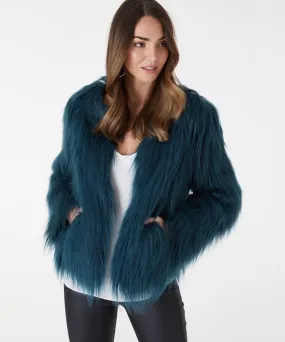 Tess emerald faux fur jacket