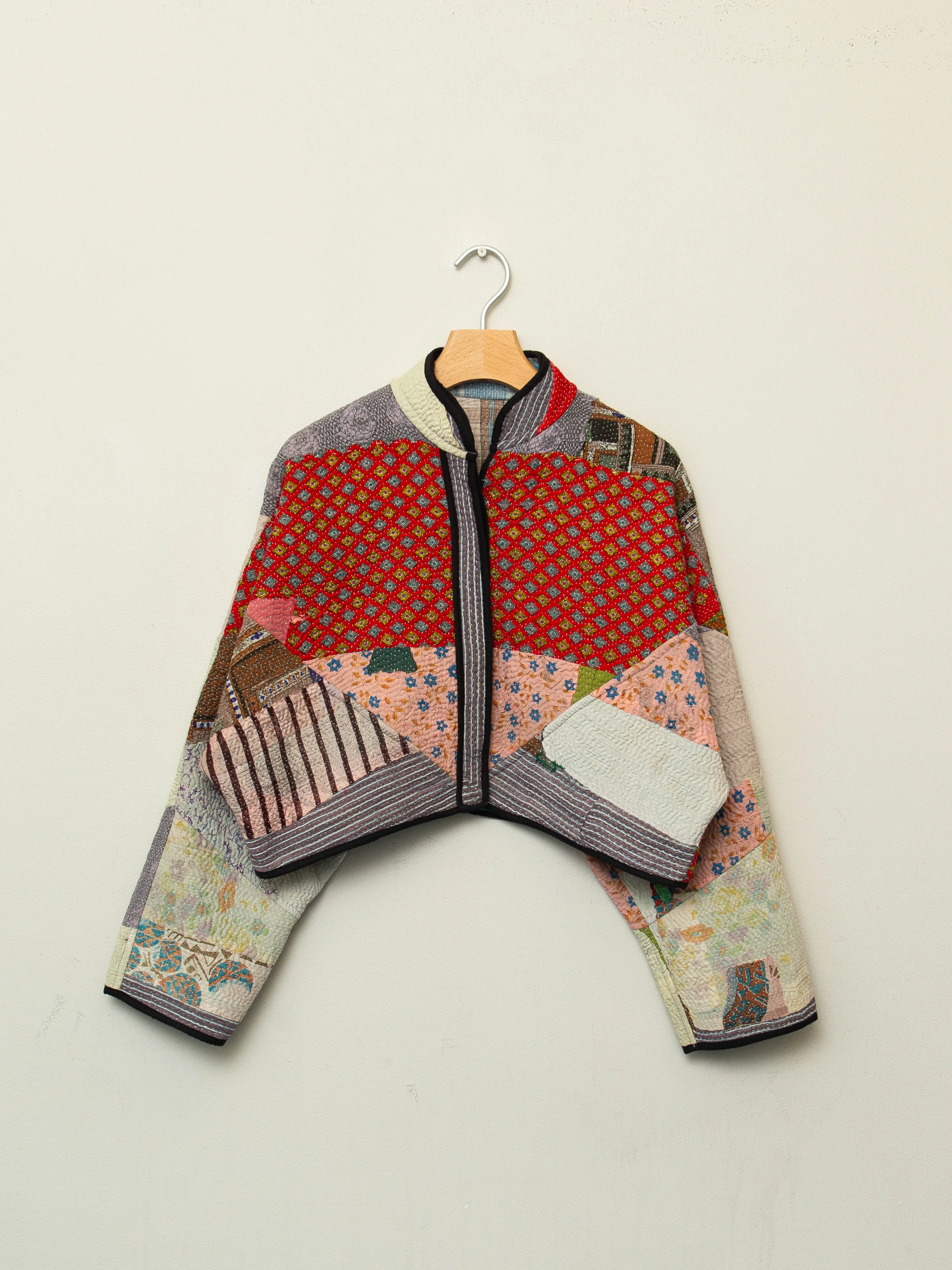 The Kaira Cropped Quilted Patchwork Kantha Jacket