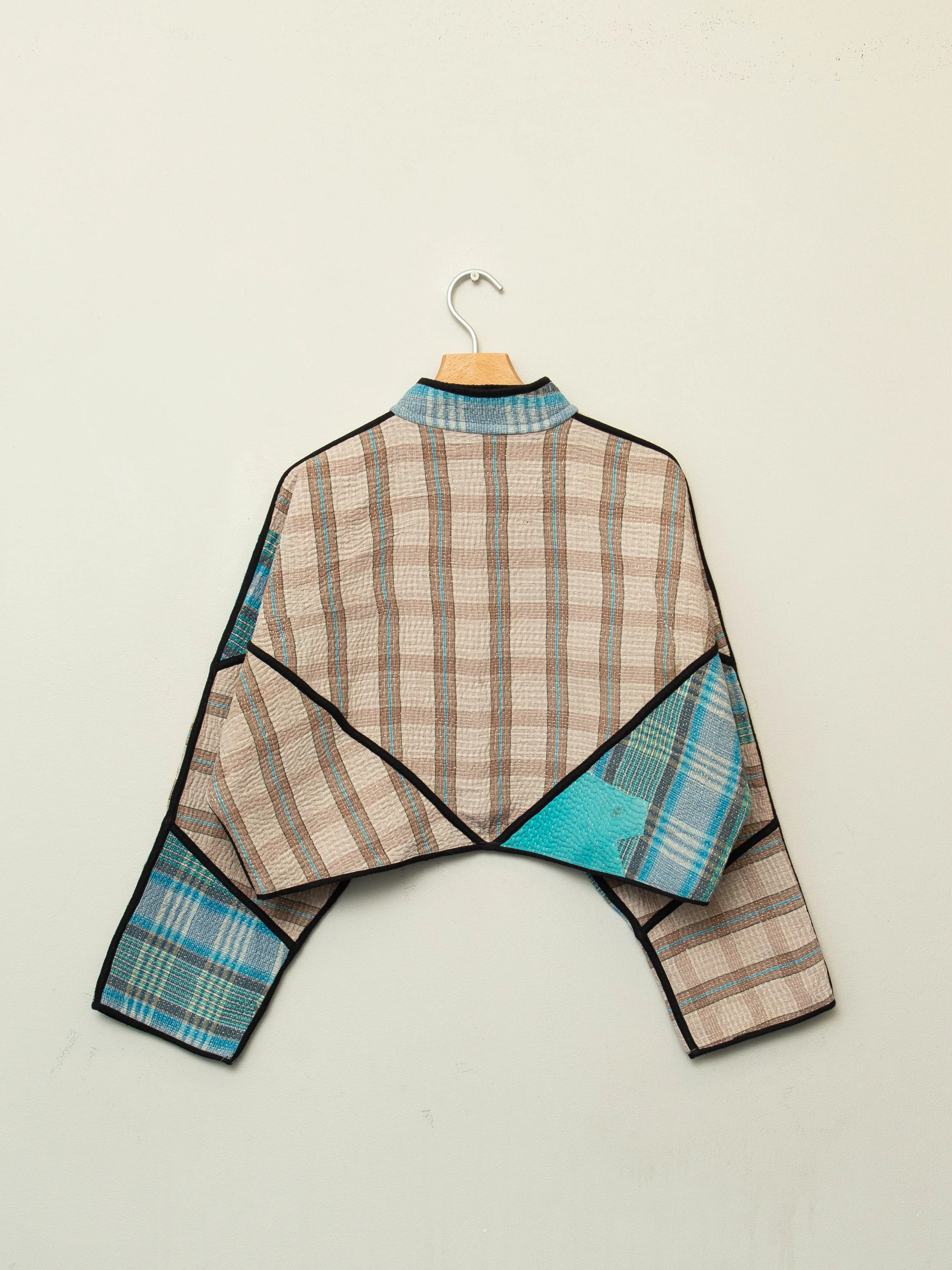 The Kaira Cropped Quilted Patchwork Kantha Jacket