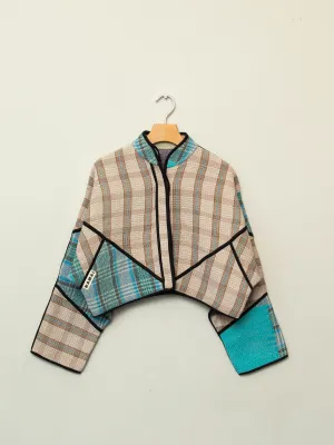 The Kaira Cropped Quilted Patchwork Kantha Jacket