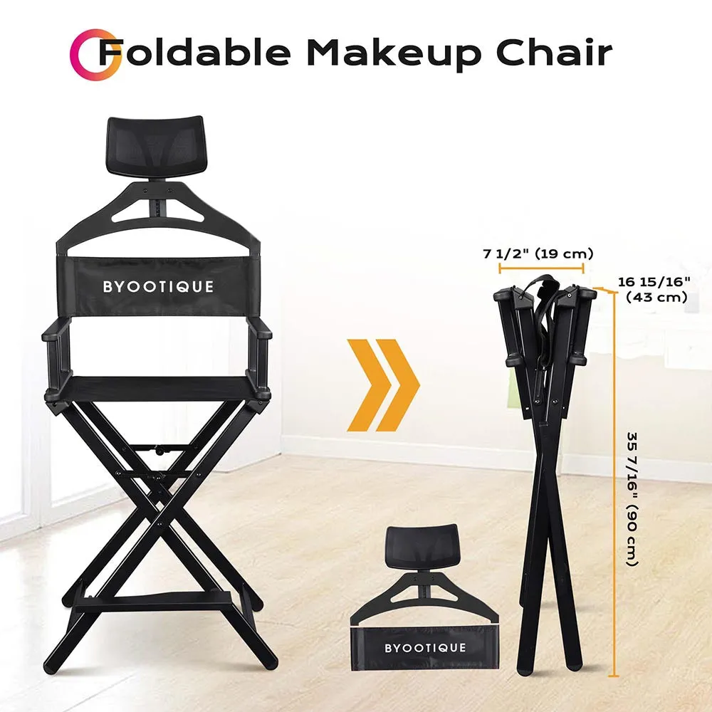 TheLAShop 28" Artist Makeup Chair Tall Directors Chair Adjust Headrest